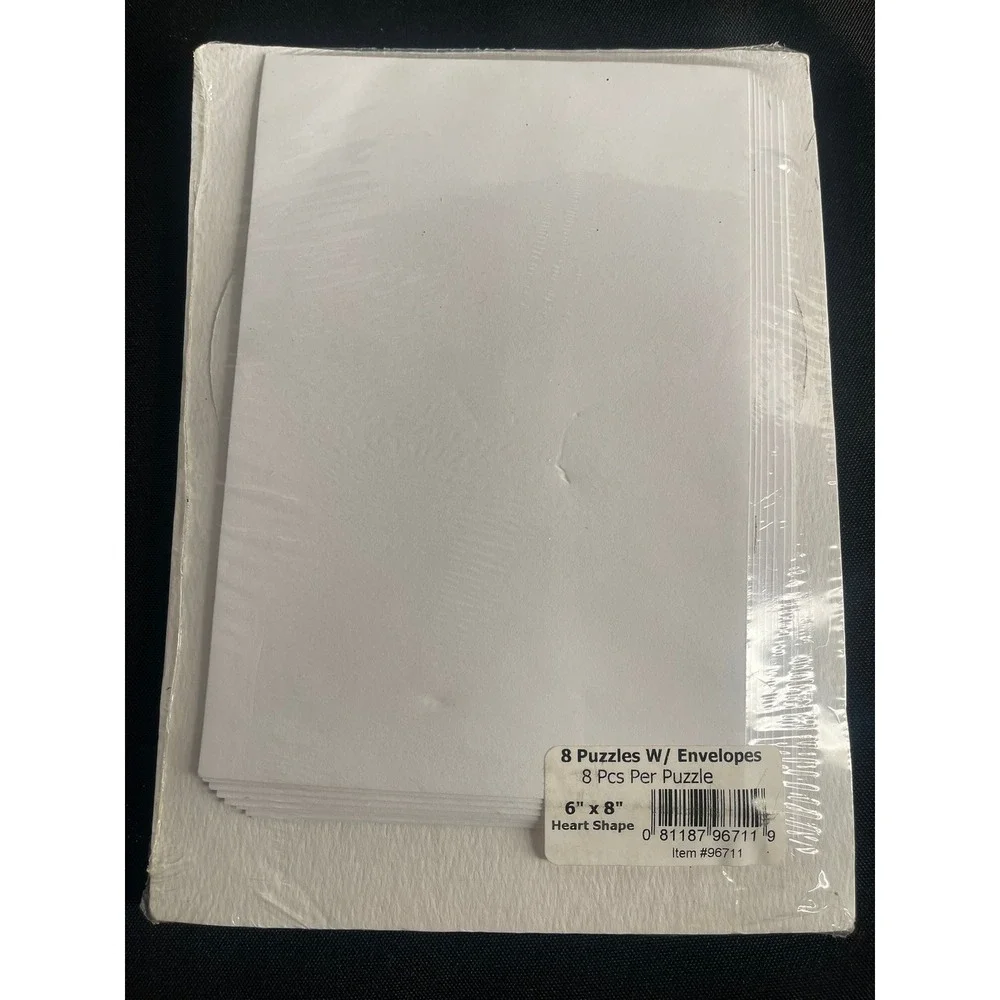 Hygloss Compoz-A-Puzzle Blank White Heart Jigsaw Puzzles 8 Pack with Envelopes